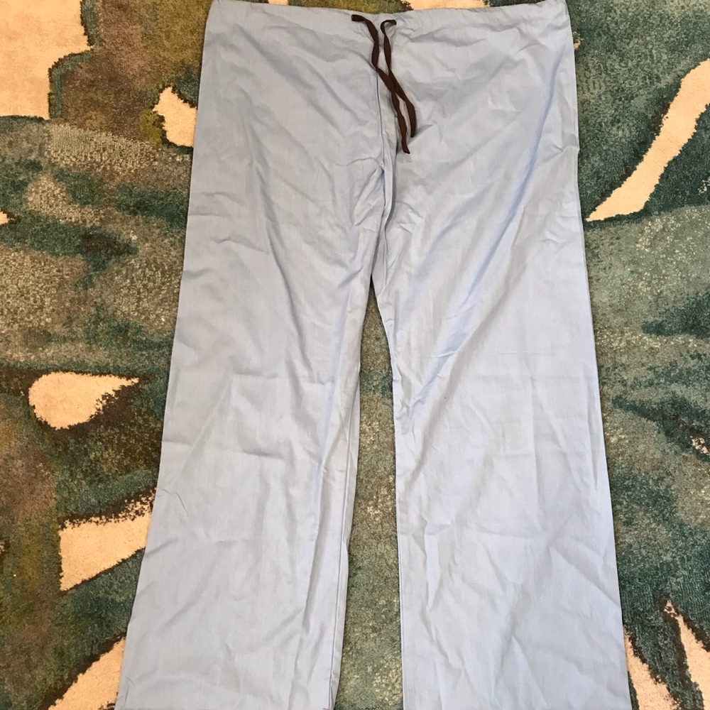 Light blue drawstring scrub pants